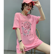 Fall cartoon Doraemon A dream loose 2022 new foreign air display slim Tinder in a cat short sleeve blouse with a long T-shirt woman
