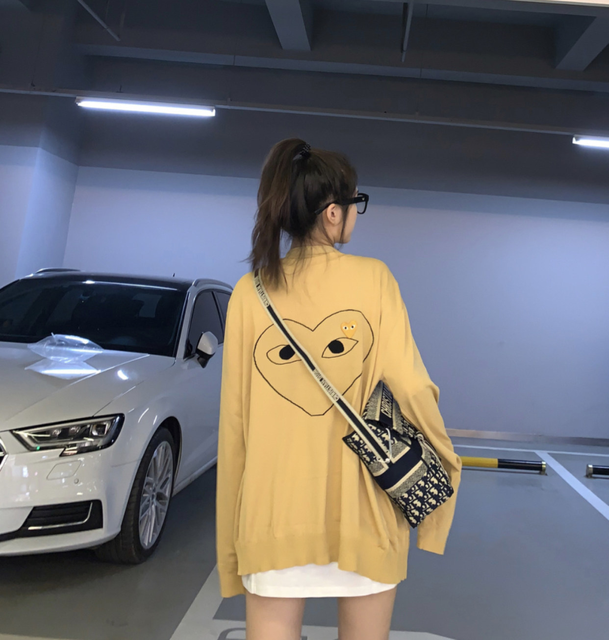 2022 spring and autumn love cardigan women's wool sweater star with the same style sweater knitted bottom couple V-neck jacket trend