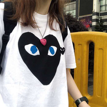 2021 Spring and Autumn new cotton white round neck T-shirt female Korean loose couple base half sleeve love short sleeve tide