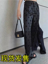 Casual Broadlegged Pants Woman Spring Summer New High Waist Solid Flocking Small Crowdpants Straight Barrel Drag Pants Pituitary Trousers Tide