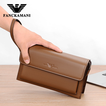 Kerry Armani Mens Clutch Bag Business Soft Leather Combination Lock Handbag Mens Long Wallet Mens Zipper Retro Trend