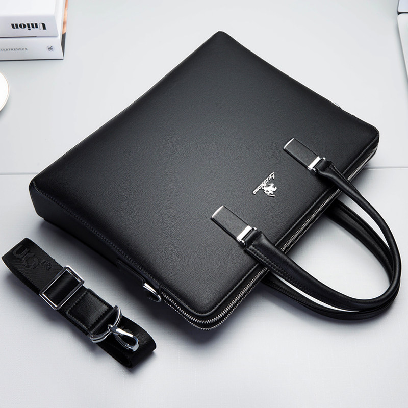 Radium Paul Men's Handbag Business Horizontal PVC Briefcase Men's Simple Document Bag Computer Bag Double Layer Large