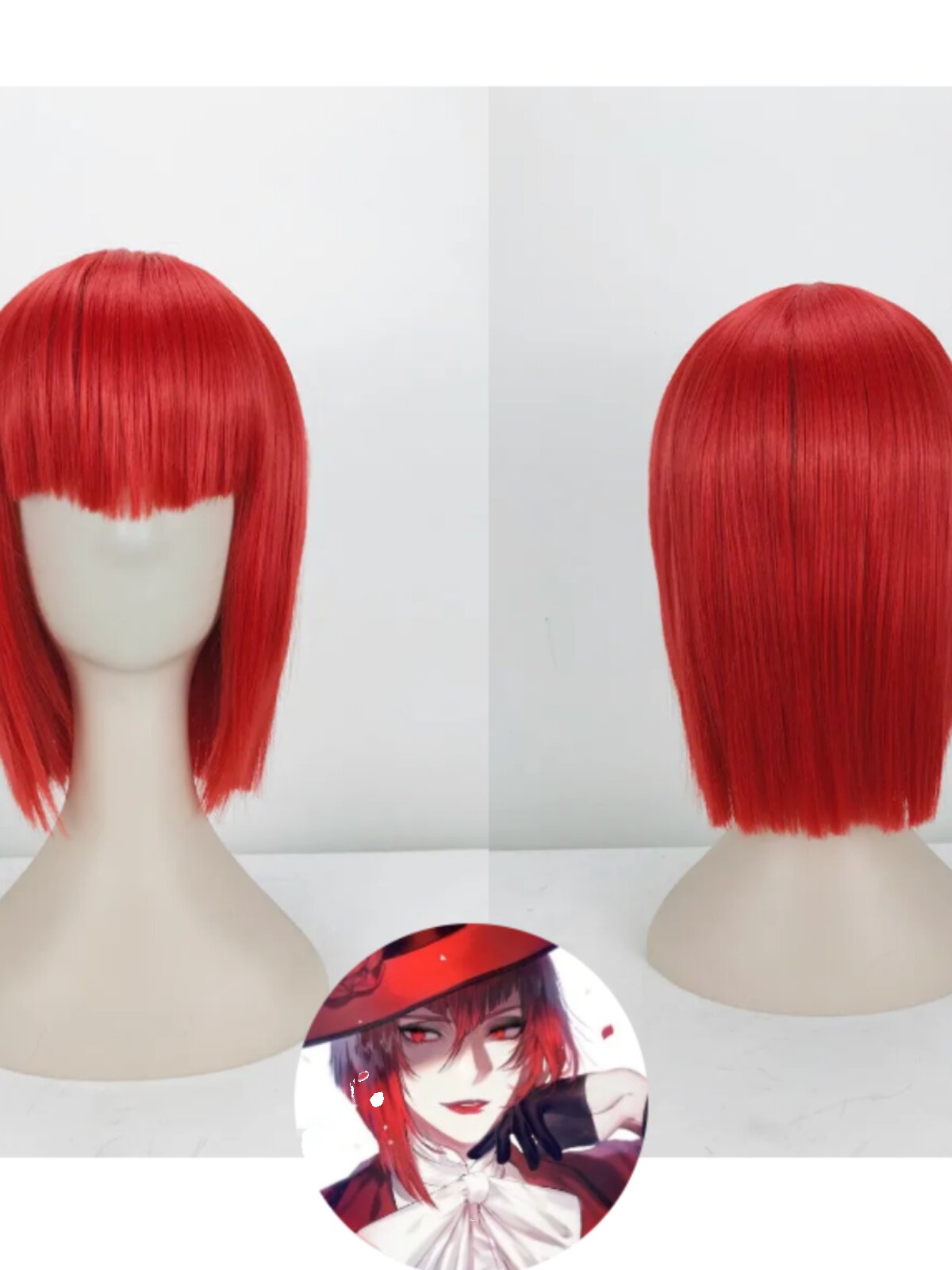 `【烈火】黑执事红夫人cos假发 M刘海 红色波波造型 惊艳全场！ cosplay必备神器！`_聚会装饰假发_淘宝游戏网