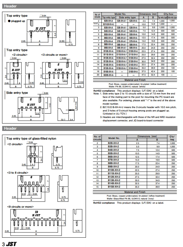 Đầu nối JST B7B-XH-A đầu nối 7p đầu cắm 2.5mm cắm chính hãng còn hàng