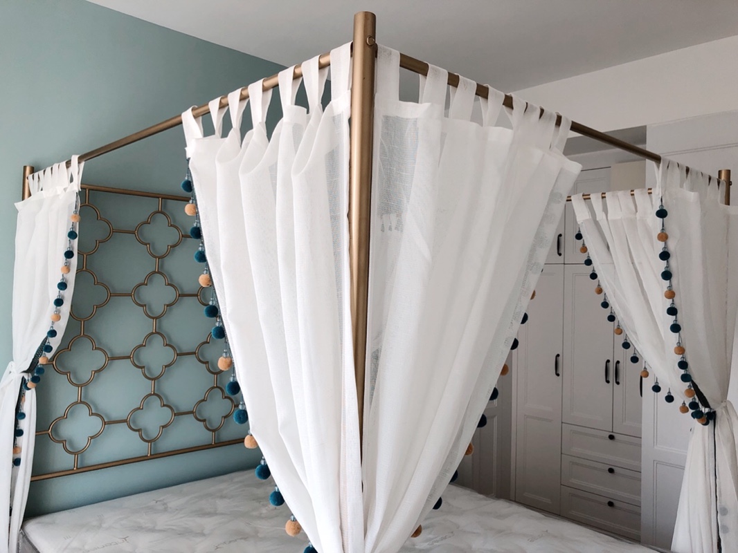 Nordic B&B Chinese theme hotel inn bed curtain curtain four-post shelf princess custom wedding bed curtain yarn