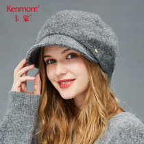  Camon retro duck tongue beret female wool autumn and winter thickened warm hat Korean British wild rear bracket pile hat