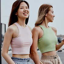 AlphaGym small high collar digging shoulder vest with chest cushion for summer and speed dry elastic open-shoulder sports fitness blouse