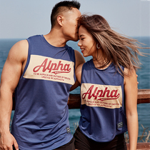 AlphaGym Mesh Printed Couple Vest Chest Front Spelled breathable light and thin Fitness training for men and women