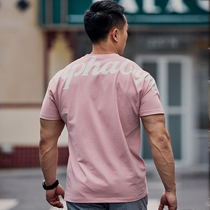 Alpha Back Large Printed Form Bag T-shirt Man Summer Cotton pro-skin Comfort Fitness Sport with a large short sleeve