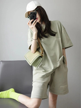 Pure Cotton Casual Sports Suit Woman Loose Big Code Summer Fashion Little Guy Running Suit Short Sleeve Shorts Two Sets