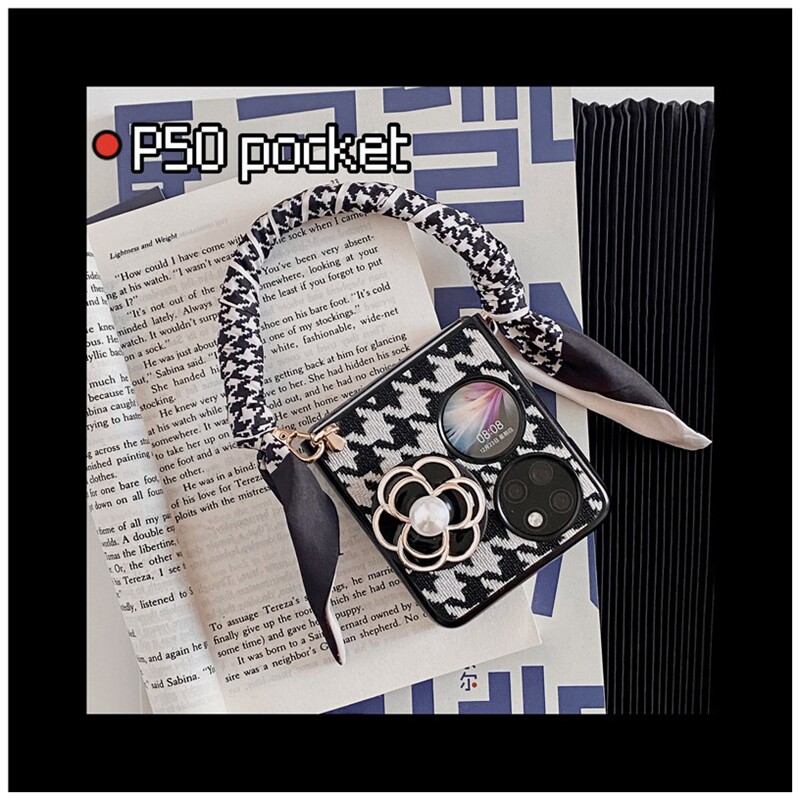 Applicable Huawei P50 Pocket folded mobile phone protective shell ins retro gig p50 treasure box anti-fall protective sleeve woman