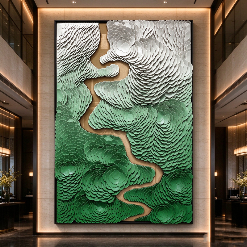 Modern Light Luxury Layered Leather Scale Three-Dimensional Installation Painting Abstract Landscape Texture Art Wall Decoration Hanging Painting Modern Light Luxury Layered Leather Scale Three-Dimensional Installation Painting Abstract Landscape Texture Art Wall Decoration Hanging Painting