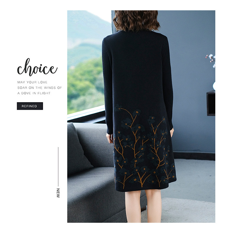 Шерстяное платье, длинное трикотажное платье, свитер, в западном стиле, средней длины, для среднего возраста 例韵 