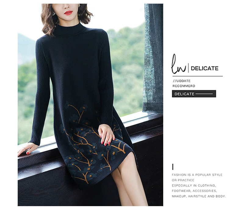 Шерстяное платье, длинное трикотажное платье, свитер, в западном стиле, средней длины, для среднего возраста 例韵 