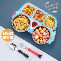 Childrens dinner plate boy childrens dinner plate girl baby plate household small size 316 stainless steel Japanese grid