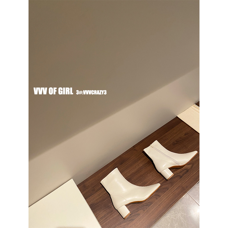 Vvv 8 25 00:00 Classic Upgrade Square Head Thick Heel Stretch Short Boots Women Socks Boots Naked Boots