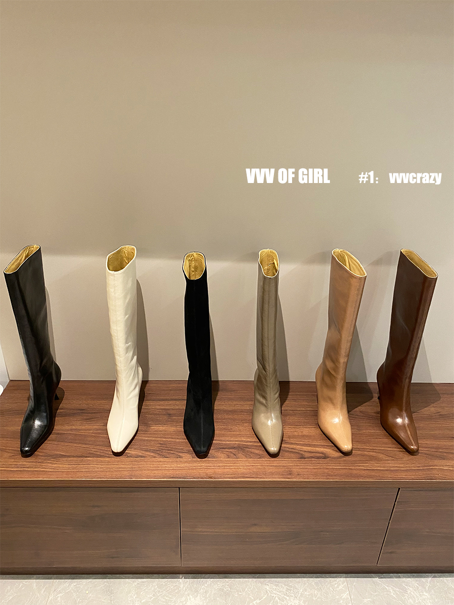 Town shop Strong push style 2021 new pointed high heel Long boot female high cylinder boots genuine leather slim heel however slim skinny boots