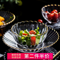 European fruit plate glass salad bowl creative modern simple living room coffee table fruit basin transparent large fruit basket home