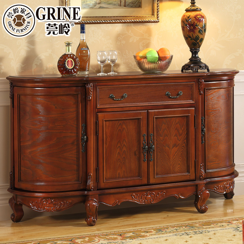 Guanling American solid wood sideboard storage cabinet kitchen wine cabinet European tea cabinet multifunctional semi-circular entrance cabinet G
