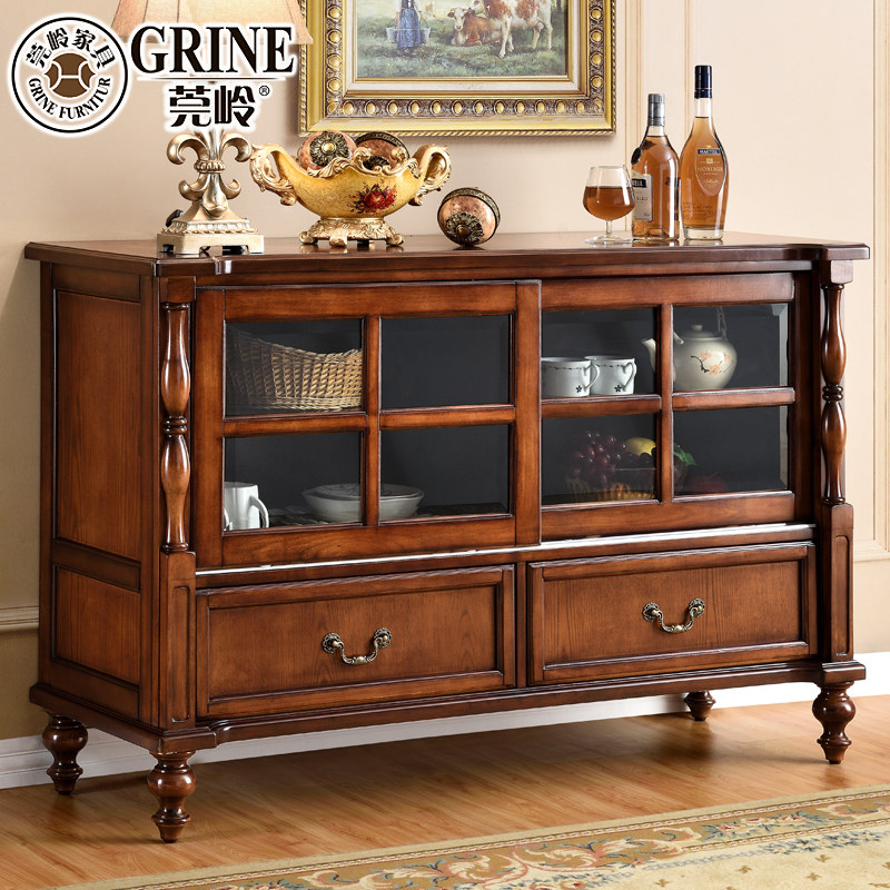 Guan Ling American Solid Wood Meal Cabinet Winel Cabinet Push and Laminating Door Simple European Living Room Cabinet Tea Watercase W