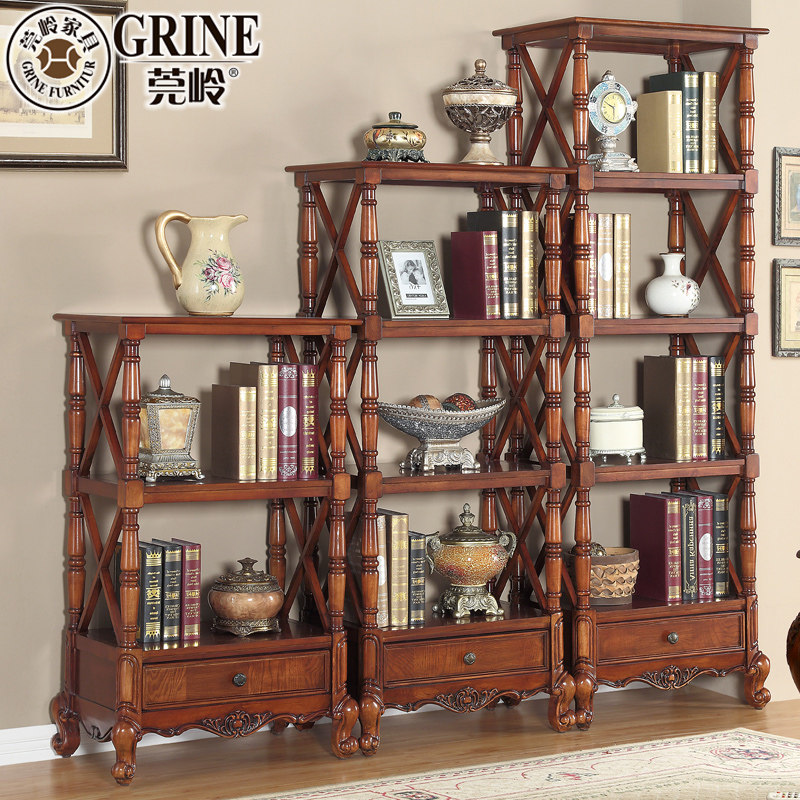 Guan Lingamey Solid Wood Book Frame in Europe - style Living Room combined with multi - layer wood frame assembly G