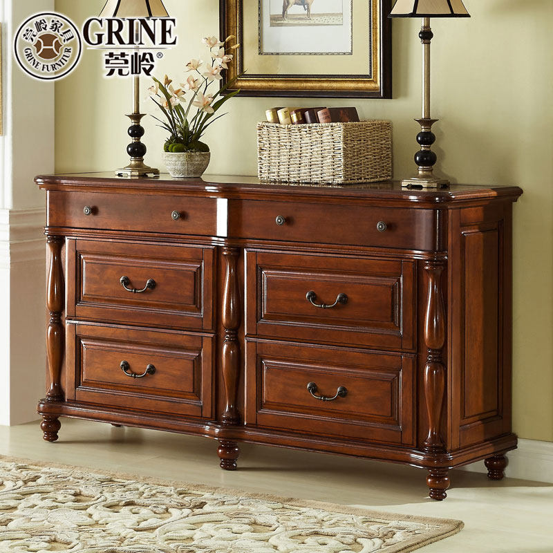 Guanling American style chest of drawers all solid wood chest of drawers storage cabinet bedroom chest of drawers six drawers locker sideboard G
