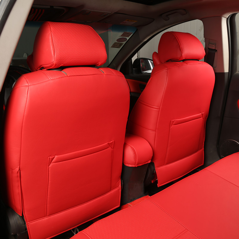 Car Seat Cover, Universal for All Seasons, Red, New and Old Models, Full Surround Leather Seat Cushion, Winter Seat Cover, Special Car-Specific Seat Cover