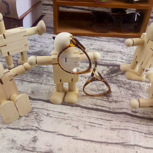 Детские очки, маленький трансформер, деревянный человек, деревянный декор, крутящийся стенд