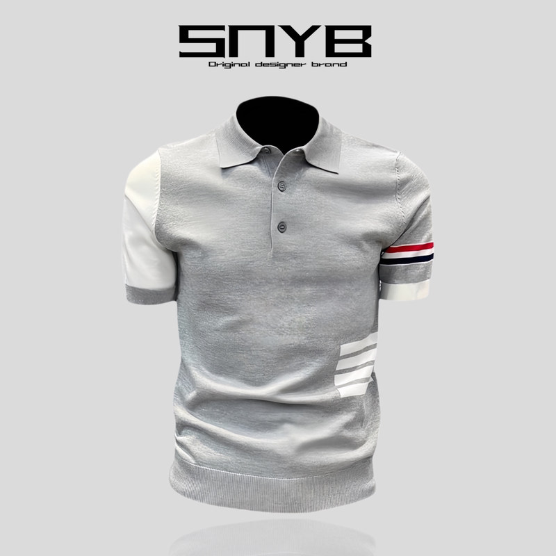 Snyb Light Luxury Men's Clothing Store~ Summer New Trendy High-End Knitwear Four-Stripe Thin Short-Sleeve Polo Shirt for Men Snyb Light Luxury Men's Clothing Store~ Summer New Trendy High-End Knitwear Four-Stripe Thin Short-Sleeve Polo Shirt for Men