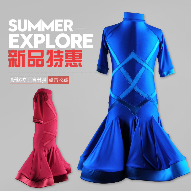 Children's Latin Dancing Dress Girls' Training Dress Training Dress Children's Professional Competition Dress Regulations Dress Dance Dress