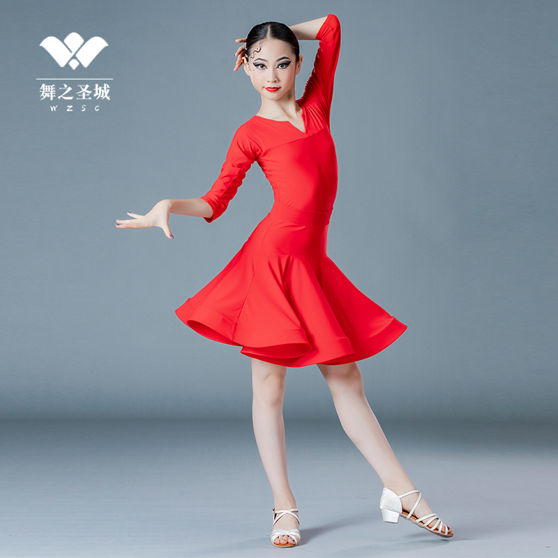Latin dance clothes girls summer new professional competition clothes red high-end Latin dance skirt art test regulations practice skirt