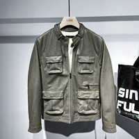 K9000 Old Design Leather Jacket Men Retro Casual Jacket Pocket Jackt