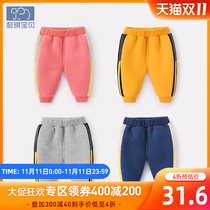 Baby Pants Plus Suede Thickened Female Infant Fart Pants Spring Autumn Warm Kharen Pants Mens Baby Winter Clothing Large Pp Pants