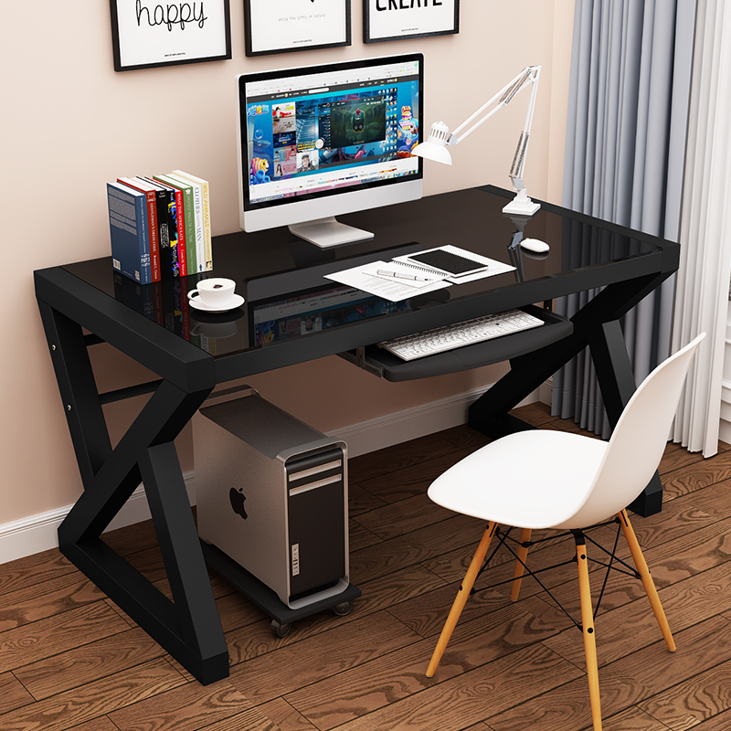 Computer Desktop Table, Household Economical Tempered Glass Computer Table, Simple Modern Office Desk, Study Table, Writing Desk
