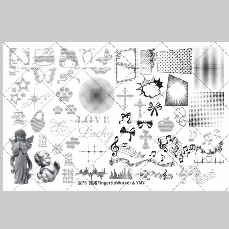 In Stock, Genuine Product with Free Shipping: Piggy No. 75 Ymy Collaboration Pixel Note Angel Nail Art Stamping Plate/Steel Plate