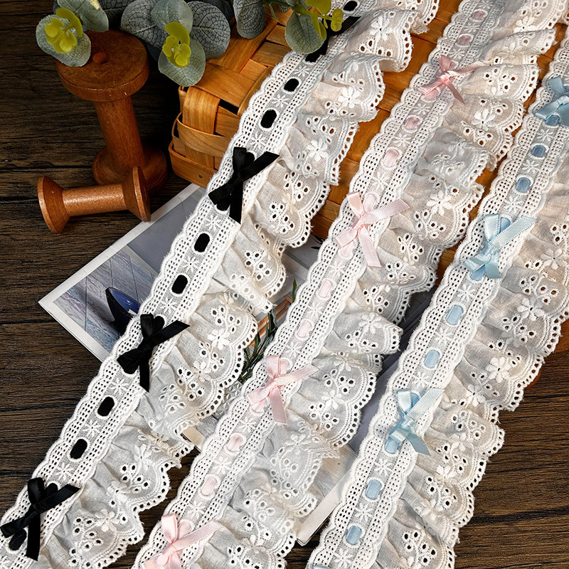 Bow-trimmed lace, ribbon, ruffles, wedding dress hem, skirt, curtains, collar, Lolita doll lace accessories