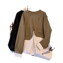 Plus size early spring French tea style slimming pear-shaped body slightly fat chic chic top fat girl fashionable to cover the belly