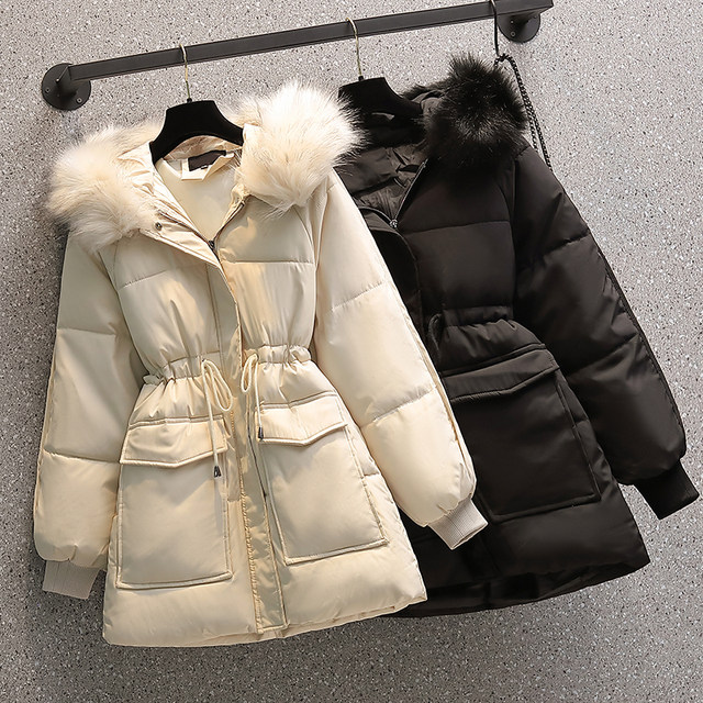 Parker 2022 new women's winter imitation fur young style mid-length fashion thickened down padded jacket