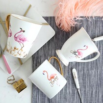 (Clearance 6 fold) Ins Flamingo gold bone china mug tea coffee cup couple birthday gift tableware