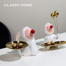 Creative rabbit doll tray ornaments porch fruit tray storage home living room coffee table desktop light luxury soft decorations