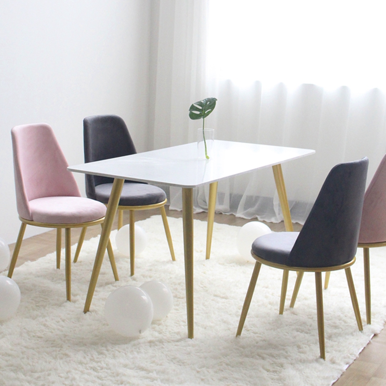 Nordic Iron Art Marble Rectangular Table Modern Minima Light Extravaganza Red Single Backrest Round Dining Chair Cloth Art Home