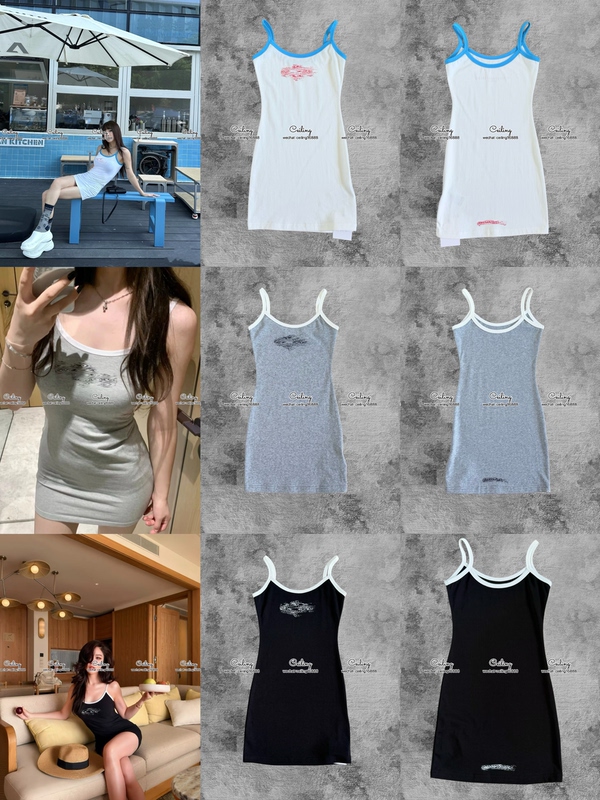 [Top of the Line] Vkwwhy 26S New Pure Cotton Horse Hoof Print Tank Top Mid-Length Dress Slim Fit and Flattering