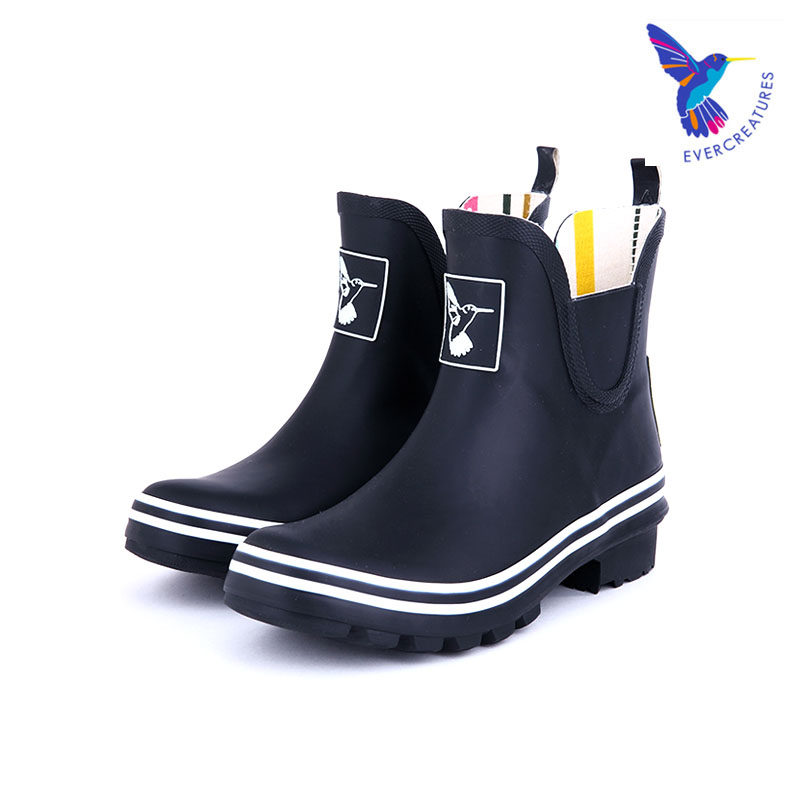 UK Evercreatures Rain Shoes Women Rain Boots Adult Water Boots Non-slip Water Shoes Black Low Helper Rubber Rain Shoes