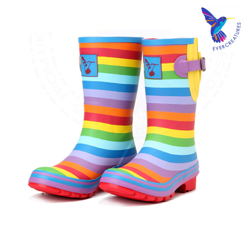 UK Evercreatures Rainbow rain boots Mid-tube rain boots Women's rubber rain boots non-slip waterproof shoes Water boots