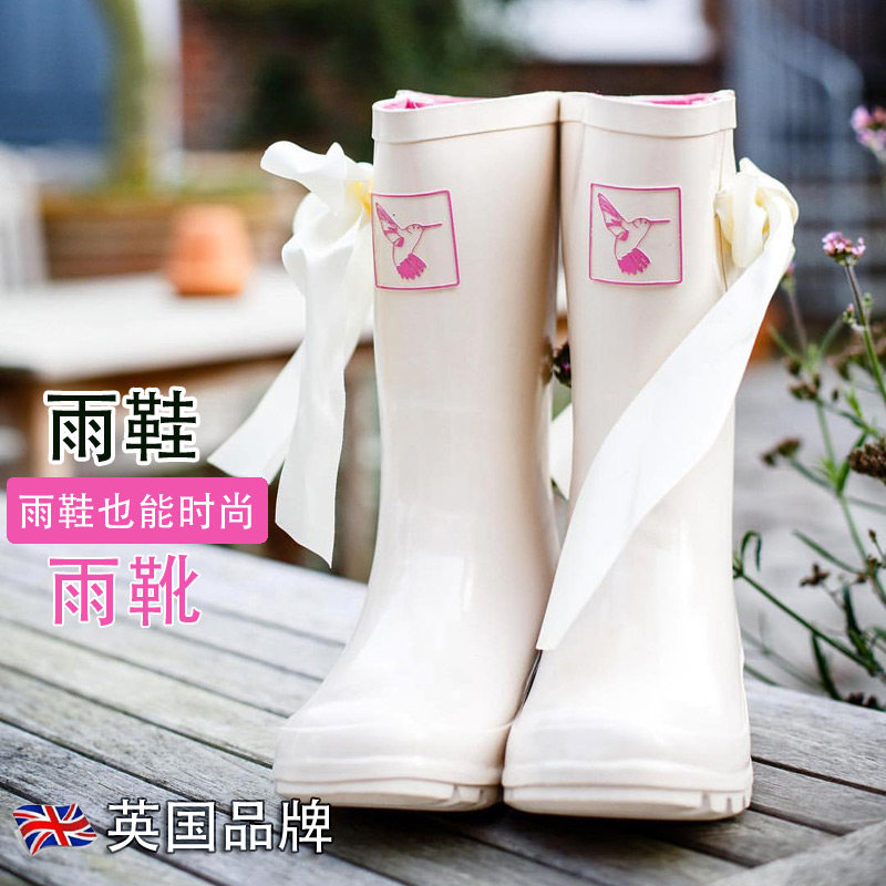 Evercreatures British rain boots women's shoes cover middle tube rain boots bow non-slip waterproof shoes water boots