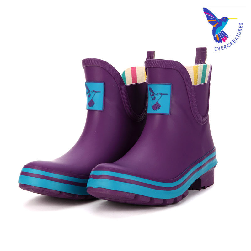 UK Evercreatures Purple Rain Boots Low Helps Rubber Rain Shoes Adult Rain Shoes Women Anti Slip Water Shoes Water Boots