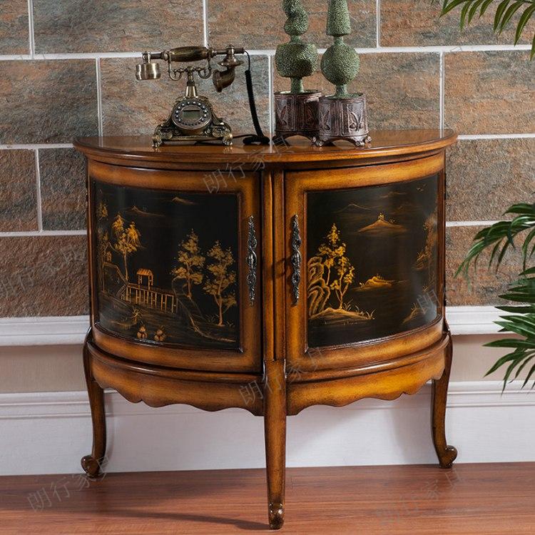 Hiên châu Âu Đài Loan gỗ rắn Mỹ nước Mỹ hiên tủ cuối bảng retro cũ sơn đồ nội thất bán tròn - Bàn / Bàn mẫu bàn ghế đẹp