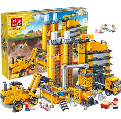Bangbao building block assembly project concrete mixer excavator dump truck model 8-10 years old male children's gift