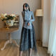 French Knitted Sweater Skirt Two-piece Suit Skirt Lady Temperament Slim Slim Slim Base Dress Autumn and Winter Women