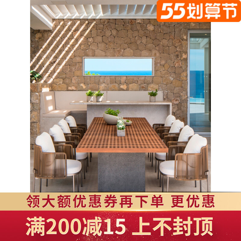 Nordic Vines Furniture Outdoor Table And Chairs Designer Teak Teak Tea Table Hotel Villa Courtyard Garden Terrace Outdoor Stainless Steel